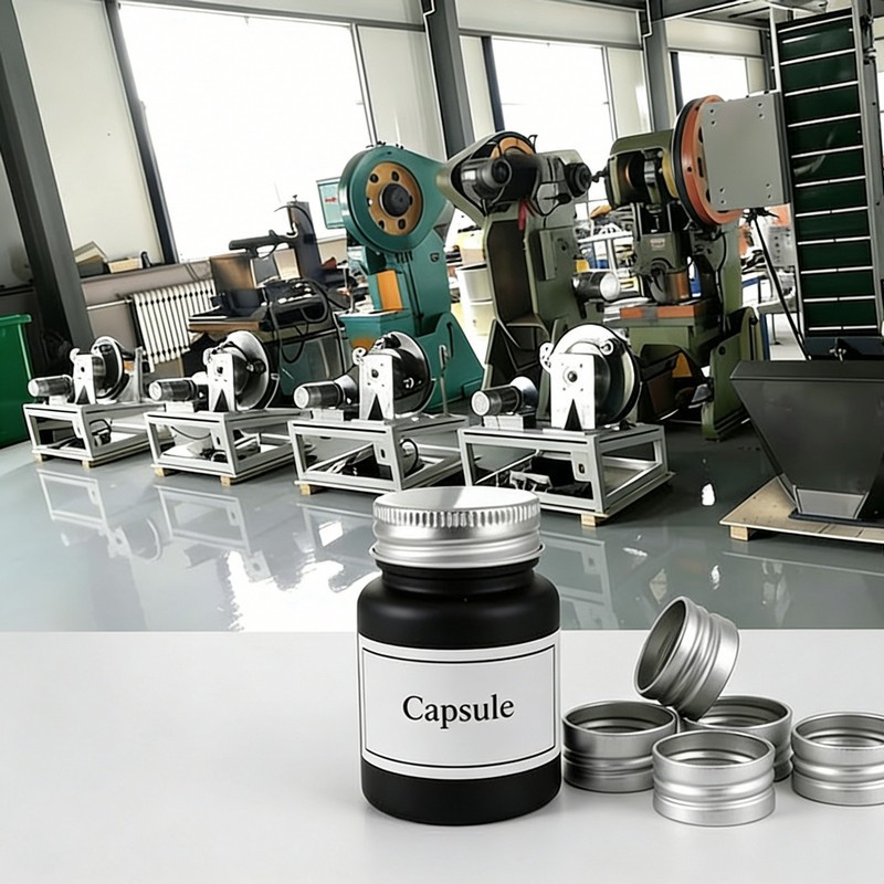 Kapsulių sriegiuotų dangtelių gamybos linija