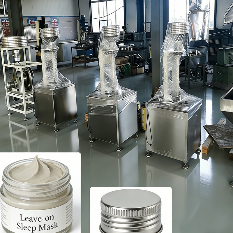 Palikite-miego kaukės sriegiuotų dangtelių gamybos linijoje