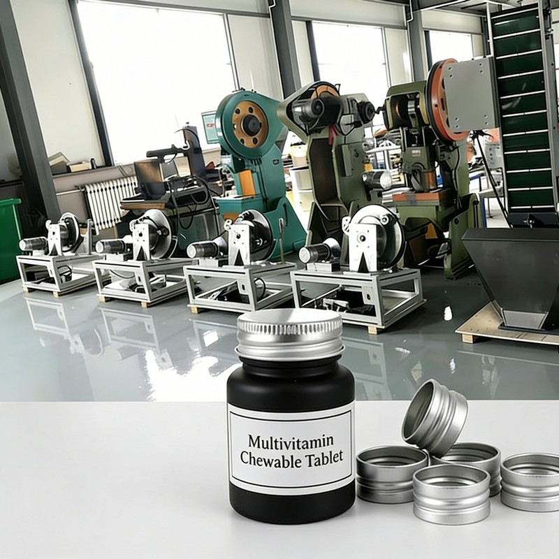 Multivitaminų kramtomųjų tablečių su sriegiu dangteliu gamybos linija
