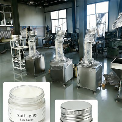 Senėjimą stabdančių veido kremų su sriegiu dangteliu gamybos linija