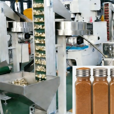 Cinamono miltelių sriegiuotų dangtelių gamybos linija