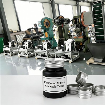 Sudėtinių mineralinių kramtomųjų tablečių su sriegiu dangteliu gamybos linija
