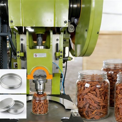 Rankomis-suplėšytų mėsos juostelių sriegiuotų dangtelių gamybos linija