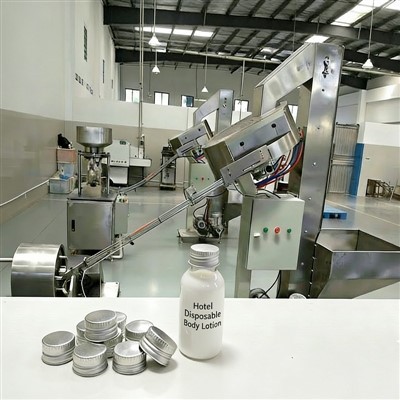 Viešbučio vienkartinių kūno losjonų su sriegiais dangteliais gamybos linija