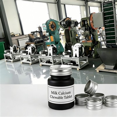 Pieno kalcio kramtomųjų tablečių su sriegiu dangteliu gamybos linija