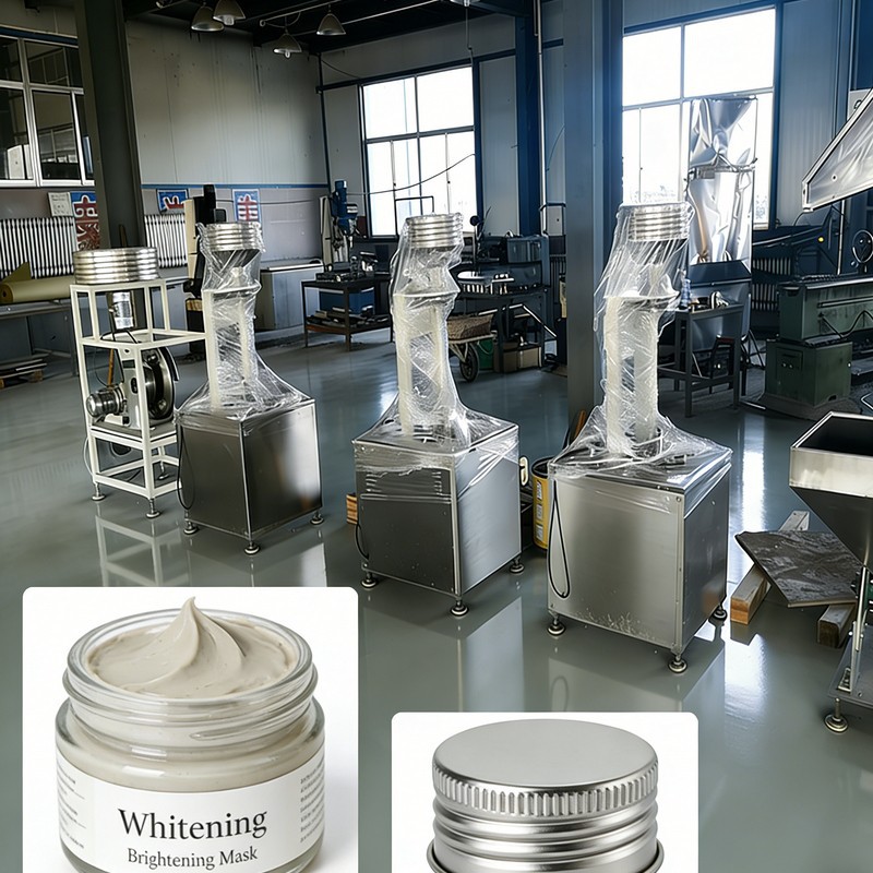 Balinančios šviesinančios kaukės su sriegiu dangteliu gamybos linija